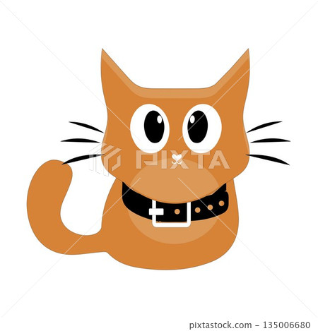 Cartoon Cat with Black Collar, Vector illustration of a cute cartoon cat with big eyes and a black collar, perfect for creative designs Cartoon Cat with Black Collar, Vector illustration of a cute cartoon cat with big eyes and a black collar, perfect for creative designs 135006680