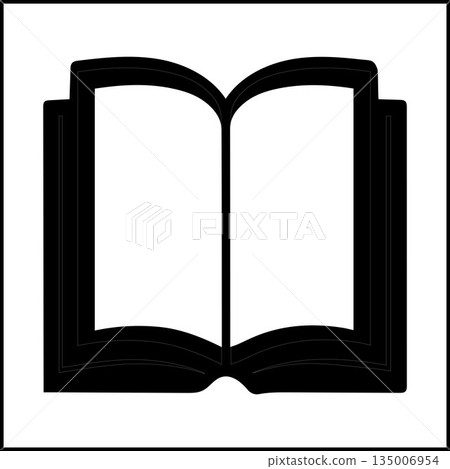 Black Book icon Simple book symbol pictogram illustration, Cartoon open book and pages. Education concept. Line drawing. Opened books sign store logo. Flying pages. World book day. 135006954