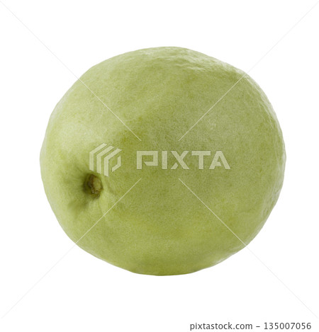 Guavas with a bright green exterior fruit have red flesh inside, isolated on a white background Guavas with a bright green exterior fruit have red flesh inside, isolated on a white background 135007056