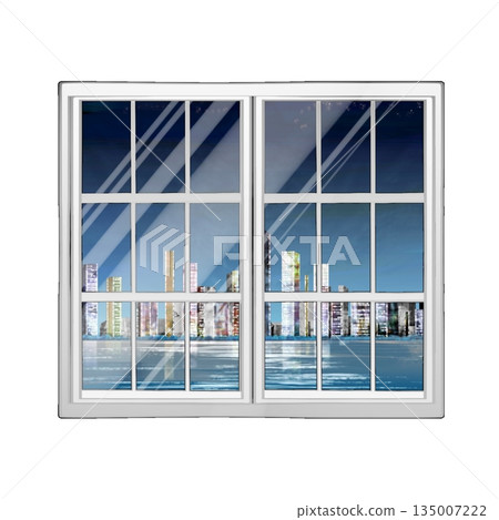 City reflected in window 135007222