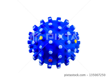 Blue toy ball for dog isolated on white background Blue toy ball for dog isolated on white background 135007250