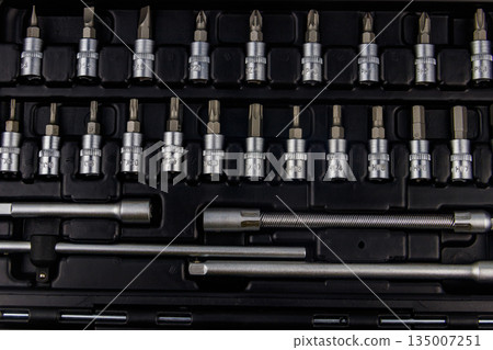 Close-up of universal tool kit for car repair Close-up of universal tool kit for car repair 135007251