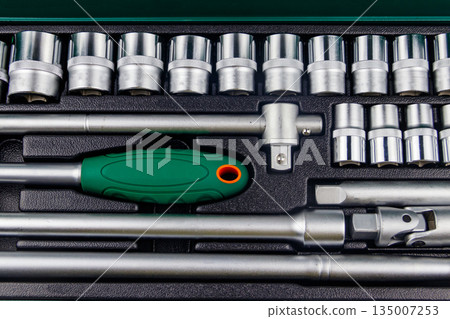 Close-up of universal tool kit for car repair Close-up of universal tool kit for car repair 135007253