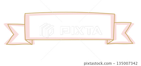 A hand-drawn ribbon frame drawn with thin lines and marker-style lines 135007342