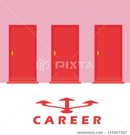 Vector illustration of job change image: Three career paths to choose from and career change decision concept 135007367