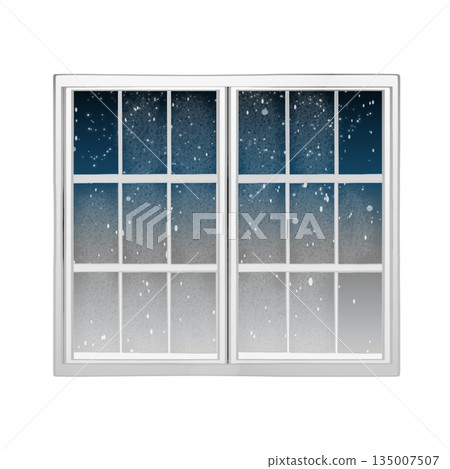 Snow reflected in the window Snow reflected in the window 135007507