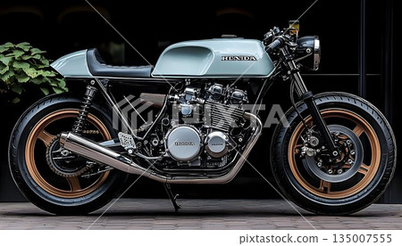 Custom "HENIDA" Motorcycle with Powder Blue Tank and Bronze Whee 135007555