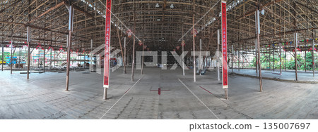 Dec 20 2025 Traditional Chinese Festival Hall Under Bamboo Scaffold With 135007697