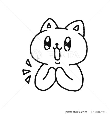 Clapping cat line drawing Clapping cat line drawing 135007969