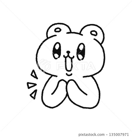 Clapping bear line drawing Clapping bear line drawing 135007971