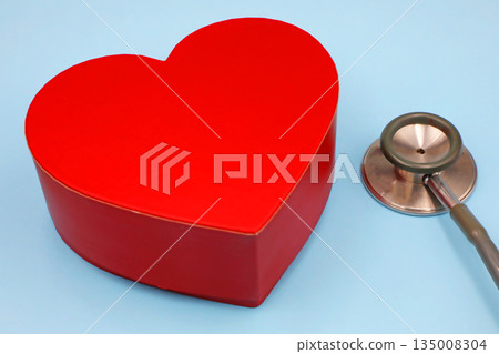 Heart symbol and stethoscope 135008304