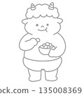 Traceable Cute Oni Line Art 135008369