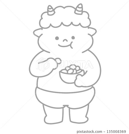 Traceable Cute Oni Line Art Traceable Cute Oni Line Art 135008369