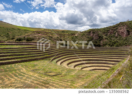 Inca agricultural terraces at Moray in the Sacred Valley, Peru Inca agricultural terraces at Moray in the Sacred Valley, Peru 135008562