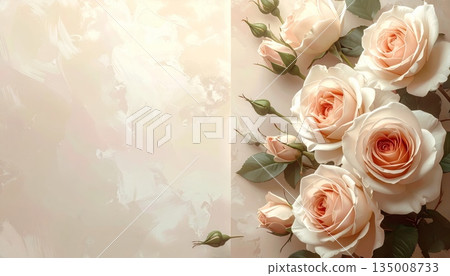 Vintage grunge background with a beautiful pink rose bouquet floral arrangement for a romantic wedding anniversary gift or Valentine beauty blossom Vintage grunge background with a beautiful pink rose bouquet floral arrangement for a romantic wedding anniversary gift or Valentine beauty blossom 135008733