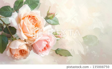 A beautiful bouquet of pink roses and floral blossoms creates a romantic gift for a wedding or Valentine celebration of love and natural beauty A beautiful bouquet of pink roses and floral blossoms creates a romantic gift for a wedding or Valentine celebration of love and natural beauty 135008750