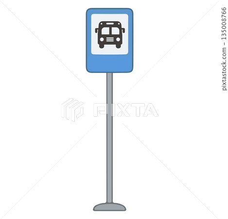 Illustration of a Bus Stop Sign Illustration of a Bus Stop Sign 135008766
