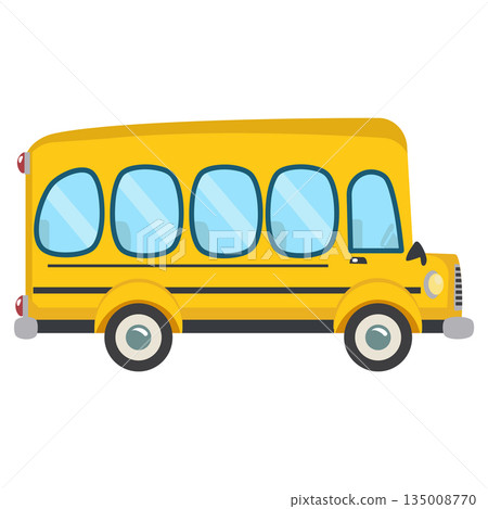 Yellow School Bus Cartoon Illustration for Education Transport 135008770