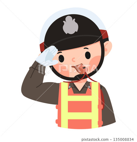 Illustration of a Saluting Traffic Warden 135008834