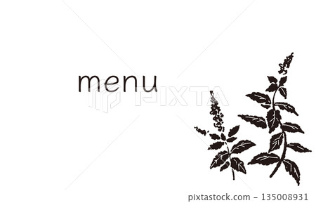Mint hand-drawn monochrome illustration Mint hand-drawn monochrome illustration 135008931