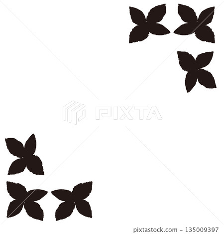 手繪薄荷葉插圖（單色黑白） 135009397