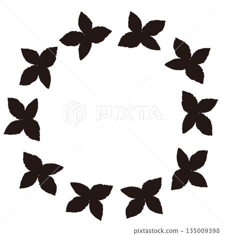 手繪薄荷葉插圖（單色黑白） 135009398