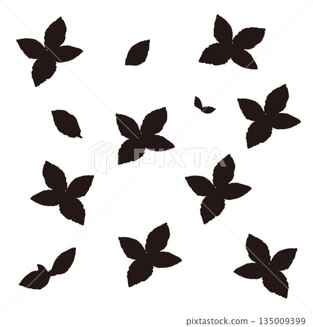 Hand-drawn mint leaf illustration (monochrome black and white) 135009399