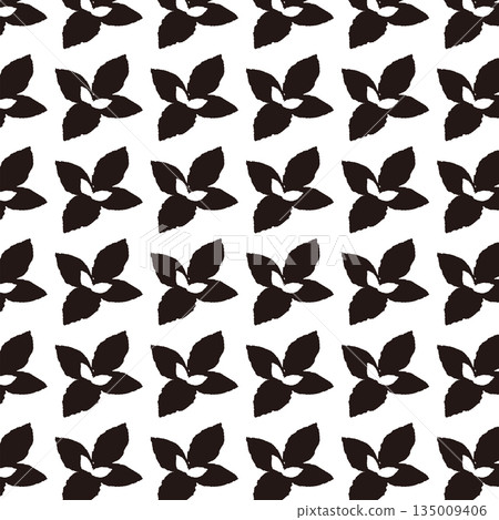 手繪薄荷葉插圖(單色黑白) 手繪薄荷葉插圖(單色黑白) 135009406