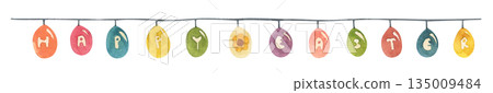 Watercolor Easter Garland Illustration Watercolor Easter Garland Illustration 135009484