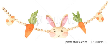 Watercolor Easter Garland Illustration Watercolor Easter Garland Illustration 135009490