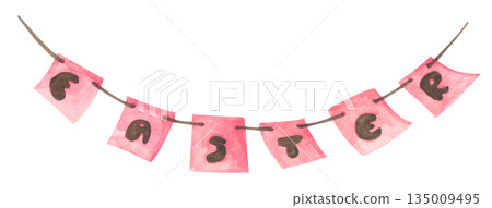 Watercolor Easter Garland Illustration 135009495