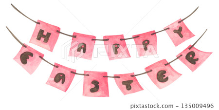 Watercolor Easter Garland Illustration 135009496