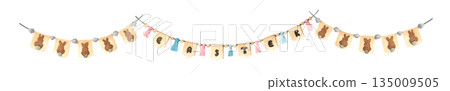 Watercolor Easter Garland Illustration Watercolor Easter Garland Illustration 135009505