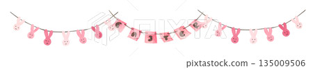 Watercolor Easter Garland Illustration 135009506