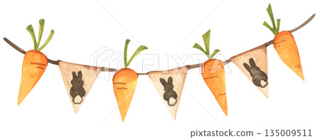 Watercolor Easter Garland Illustration 135009511