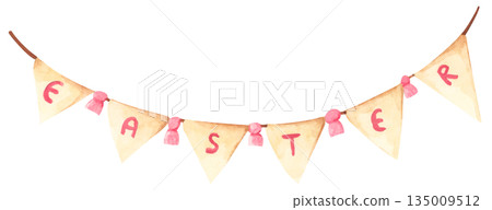 Watercolor Easter Garland Illustration 135009512