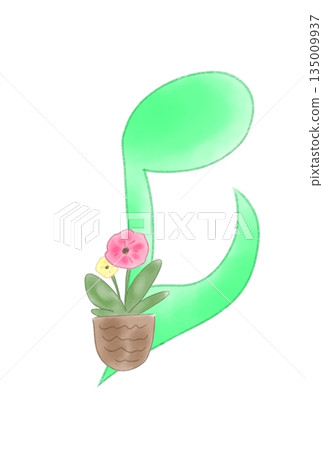 Musical notes with flowers 135009937