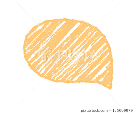 Chalk sketch diagonal speech balloon forms an organic circle shape. Conversation bubble with message and talk for chat or quote. Graphic style has rough texture and classic chalk detail. 135009979