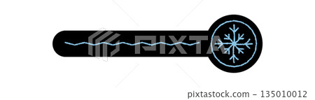 Frozen snowflake sticker with chalk symbol and icy element in blue and black. This winter ornament adds frost cold to any package, merging xmas chill crayon detail with a snow flake touch. 135010012