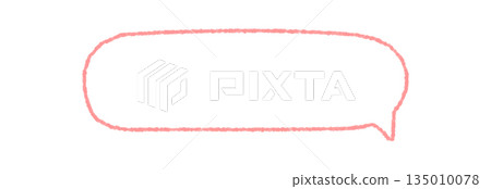 Hand drawn chalk speech balloon with an organic rectangle outline. This textbox has a playful chat and message form for communication or comment, ideal for talk and round accent in creative templates 135010078