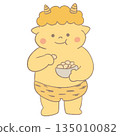 Illustration of a cute demon eating beans | Setsubun, Japanese event material 135010082