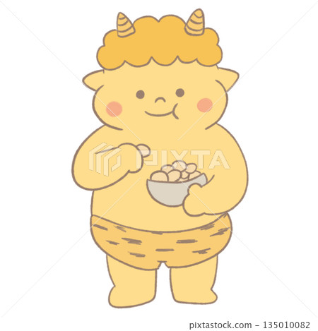 Illustration of a cute demon eating beans | Setsubun, Japanese event material Illustration of a cute demon eating beans | Setsubun, Japanese event material 135010082