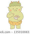 Illustration of a cute demon eating beans | Setsubun, Japanese event material 135010083