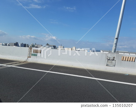 高速公路景觀：路邊排水溝、牆壁、白色標線 135010207