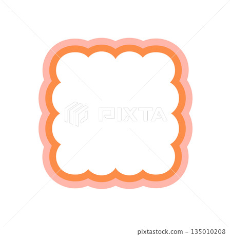 Groovy scallop rectangle frame forms a colorful retro cartoon border with wavy outline. Playful y2k graphic, perfect as a vibrant frame or fun abstract background for modern creative visuals. 135010208