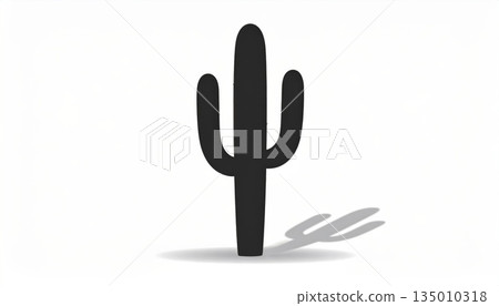 Hand drawn cactus in black art print with winter frost texture and a frozen season pattern surface Hand drawn cactus in black art print with winter frost texture and a frozen season pattern surface 135010318