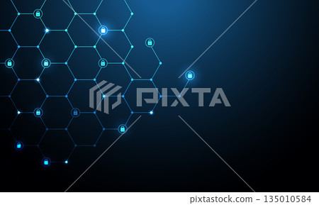 Abstract Blue Hexagonal Data Structure AI Technology 135010584