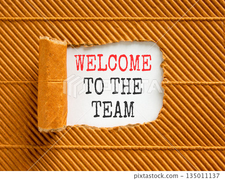 Support, help welcome to the team symbol. Concept words Welcome to the team on beautiful white paper. Beautiful brown paper background. Business welcome to the team concept. Copy space. Support, help welcome to the team symbol. Concept words Welcome to the team on beautiful white paper. Beautiful brown paper background. Business welcome to the team concept. Copy space. 135011137
