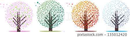 Set of 4 abstract dot art trees that represent the changing seasons Set of 4 abstract dot art trees that represent the changing seasons 135012420