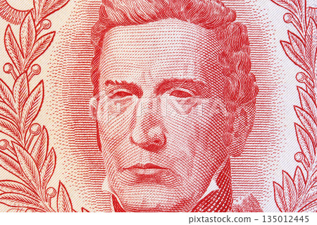 Jose Gervasio Artigas a closeup portrait from old Uruguayan money Jose Gervasio Artigas a closeup portrait from old Uruguayan money 135012445